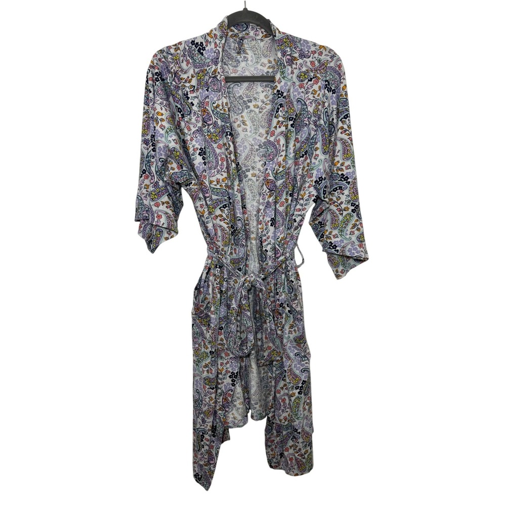 Vera Bradley Paisley Floral Cotton Blend Robe Multi-Color L/XL Lounge Sleepwear